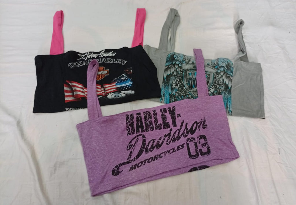 CR12812 Upcycled Harley Crop Tops
