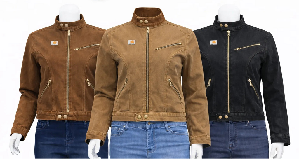 CR1383 Upcycled Denim Moto Zip Jacket