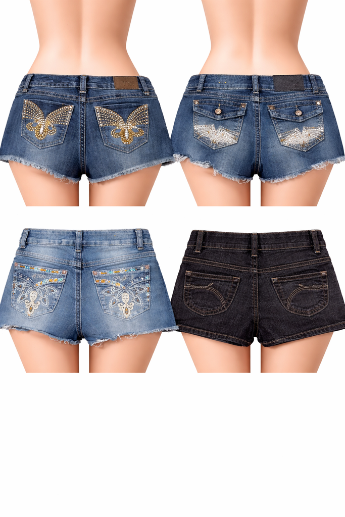 CR7108 Rework Y2K Mini Denim Shorts