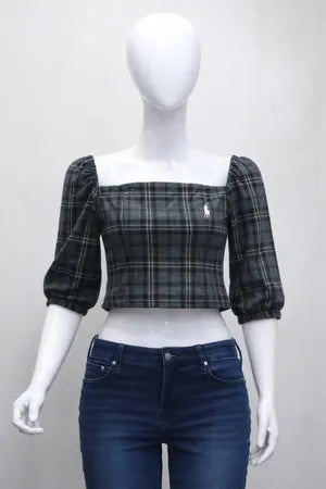 CR1350 Rework Square Neck Puff Sleeve Crop Tops