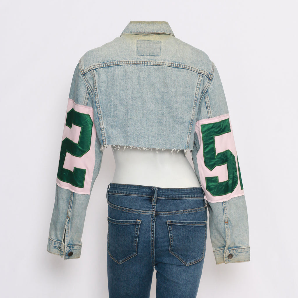 CR152 Reworked Modern Style Denim Crop Jacket