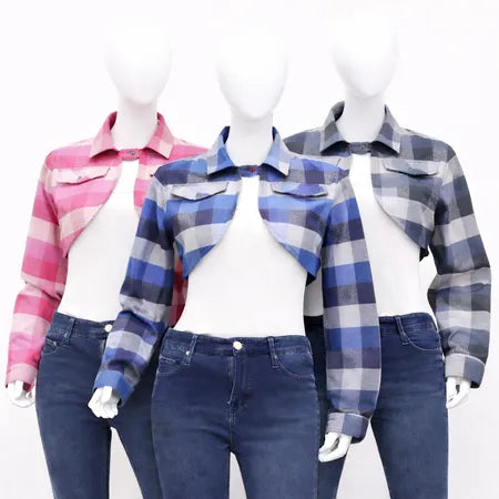 CR1114 Upcycled Cropped Flannel Jacket