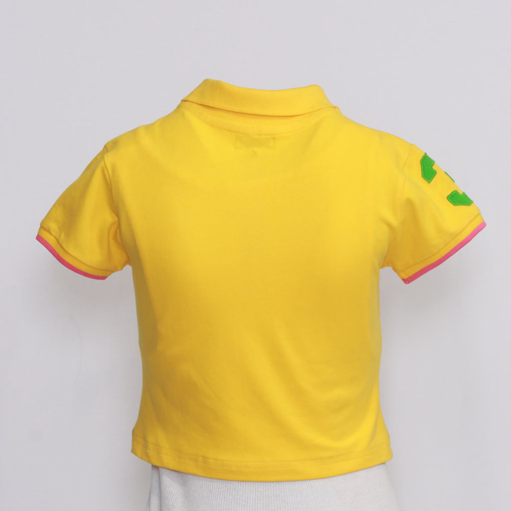CR1047 Reworked Branded Yellow Bellyshirt With Pink & Green Patch