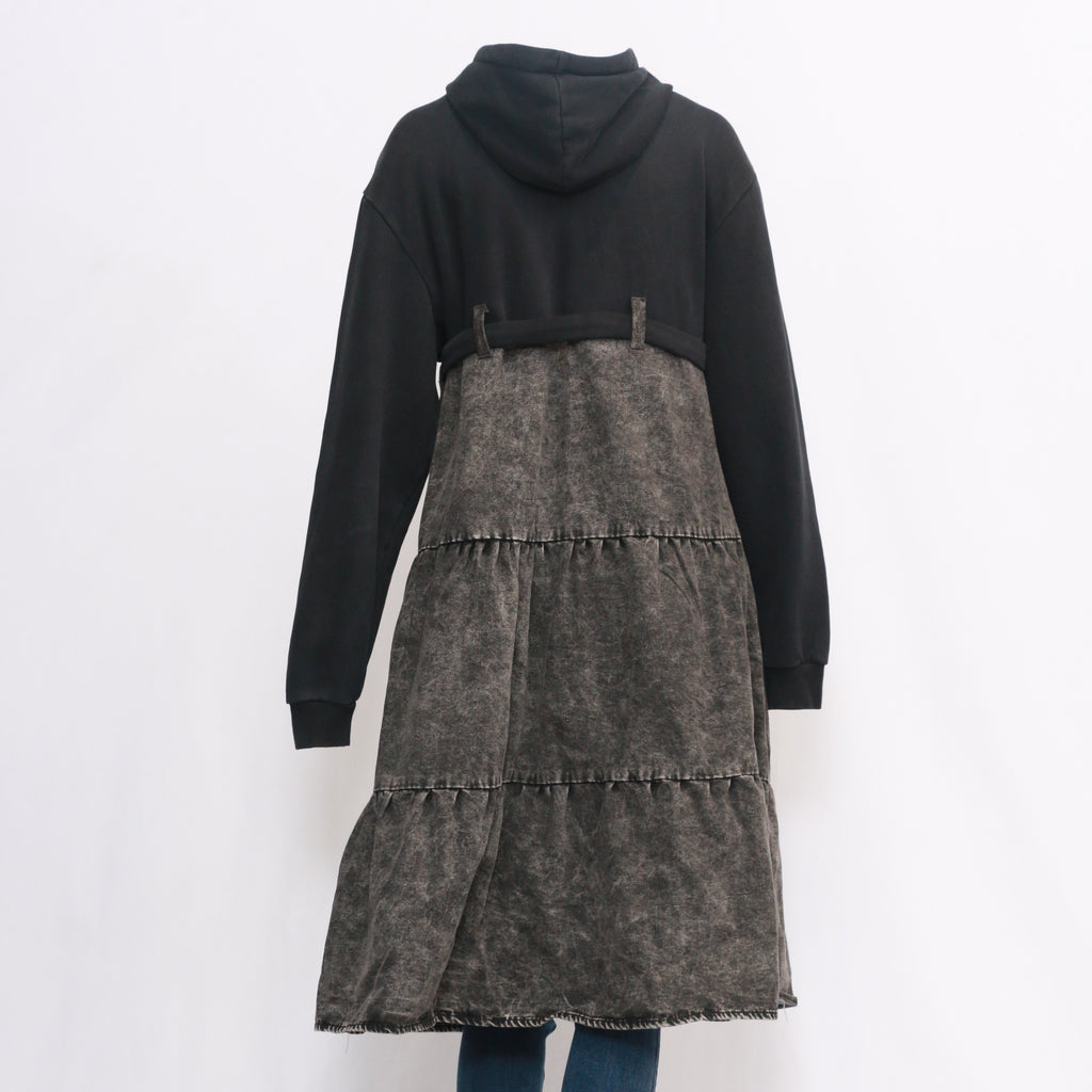 CR412 Ladies Reworked Denim Dress With Elegant Hood