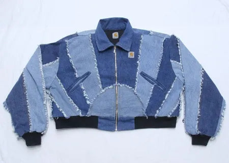 CR1065 - Upcycled Multi-Wash Panel Cropped Jacket