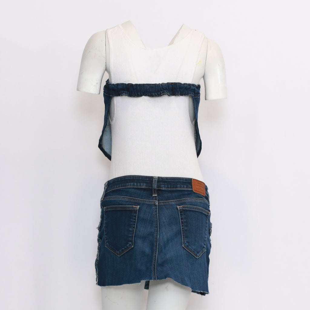 CR634 Reworked Denim Blouse and Mini Skirt Set