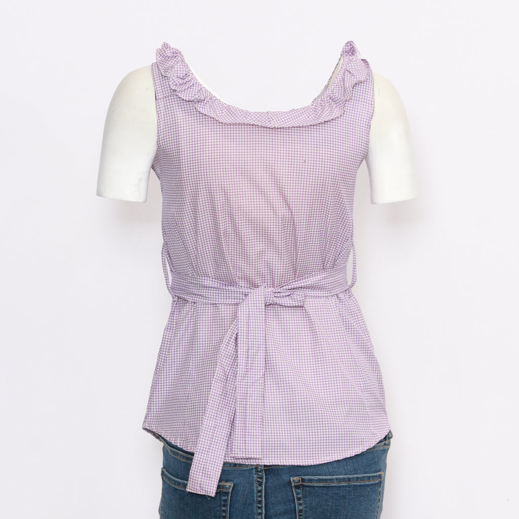 CR0229 Reworked Ladies Deep Neck Sleeveless Front Button Blouse