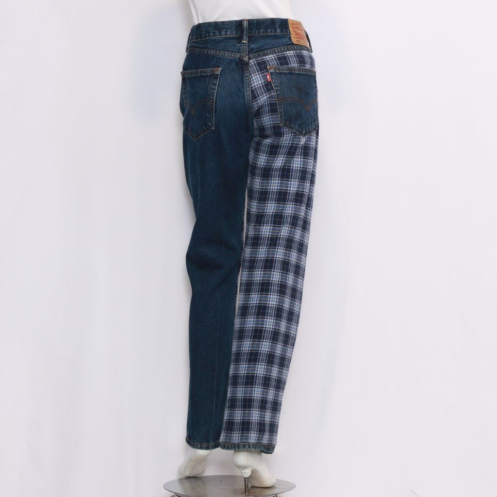 CR010 Reworked Checkered Denim Pants for Men