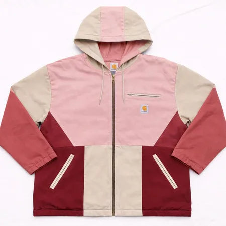 CR1072 Upcycled Carhartt Colour-Block Hooded Jacket