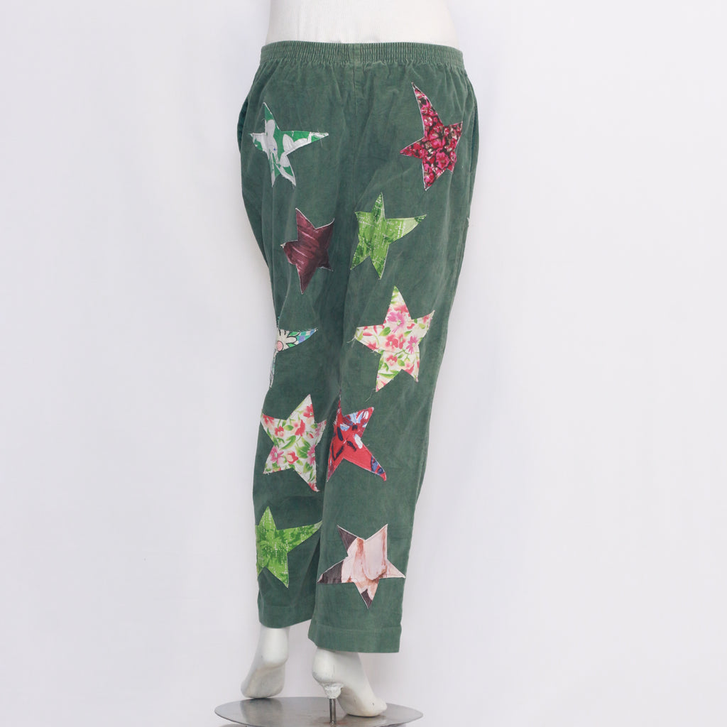 CR816 Reworked Ladies Cordroy Star Patch Pant