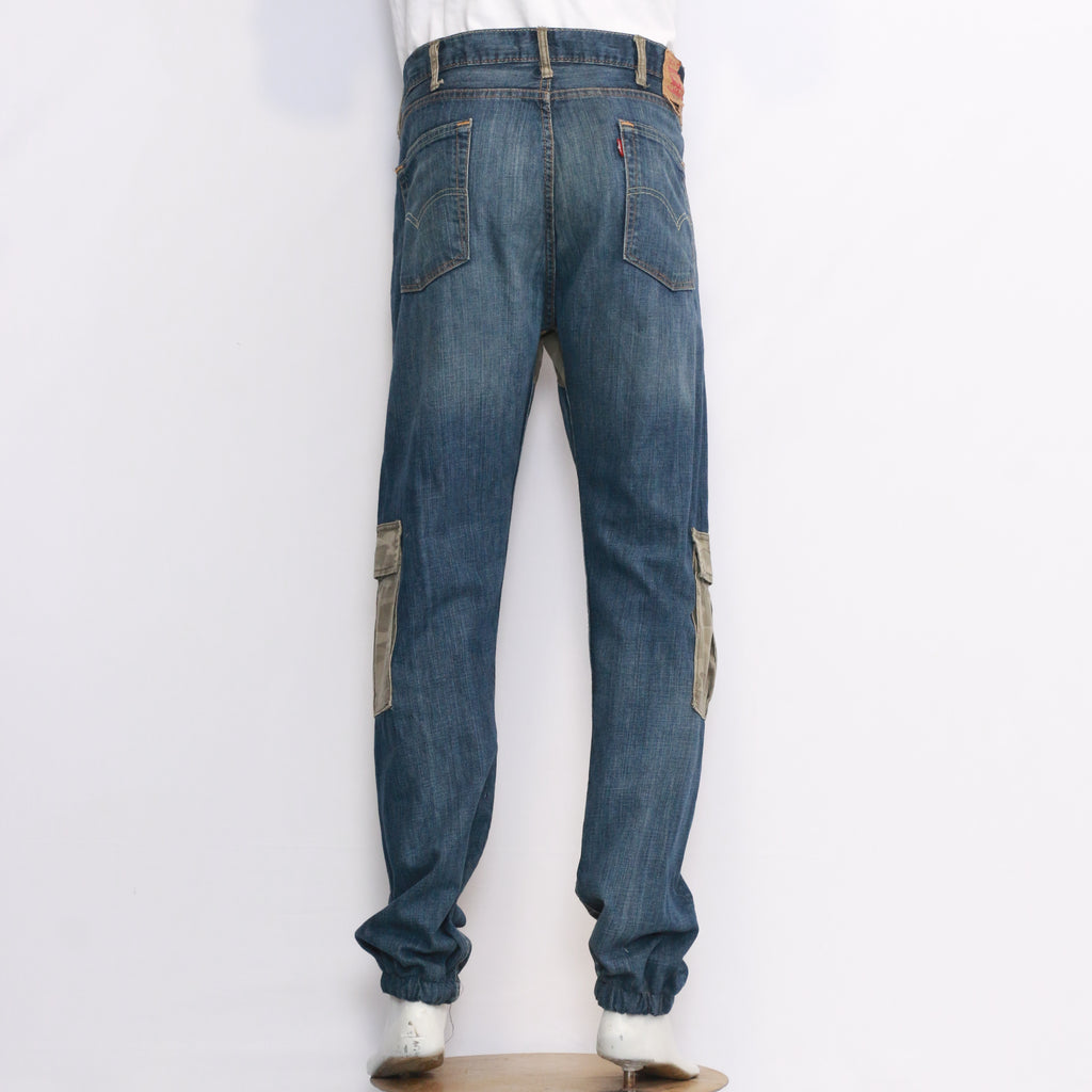 CR989 Reworked Men's Denim Jeans with Camo Fly and Cargo Pockets