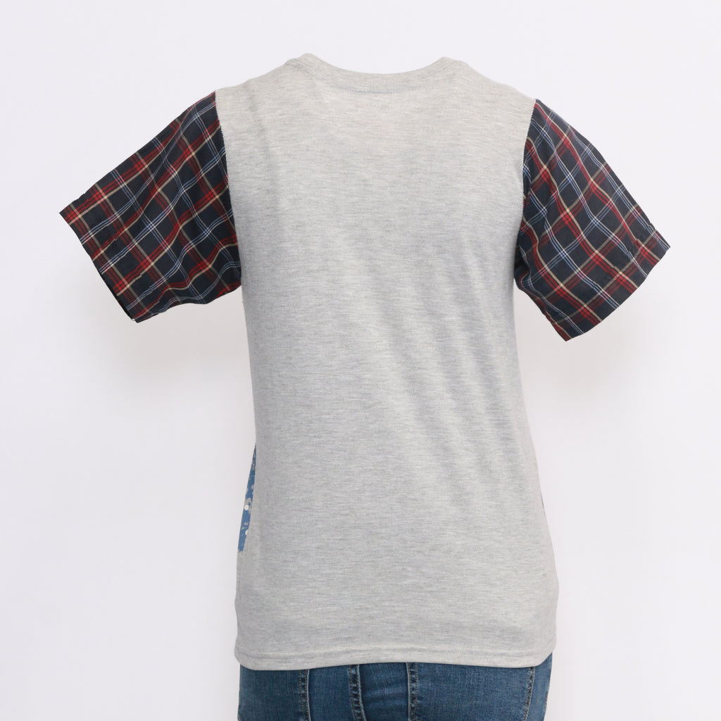 CR202 Reworked Men's Contrast Woven Sleeves Printed Tees