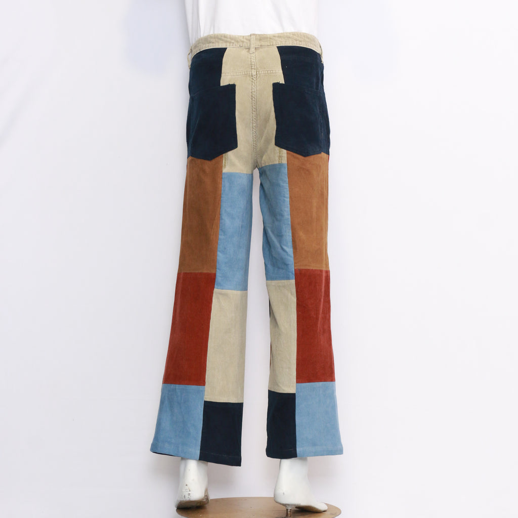 CR413 Reworked Unisex Patch Work Loose Fitted Y2K Style Corduroy Pant