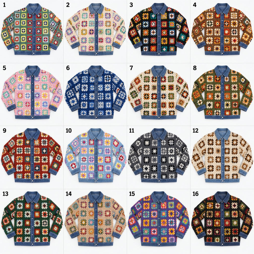 CR2296 UPCYCLED CROCHET & DENIM JACKET