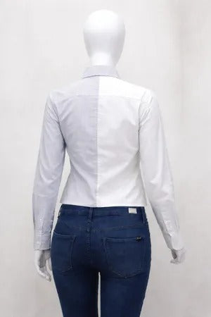 CR1128 Upcycled Buttoned Waist Crop Top