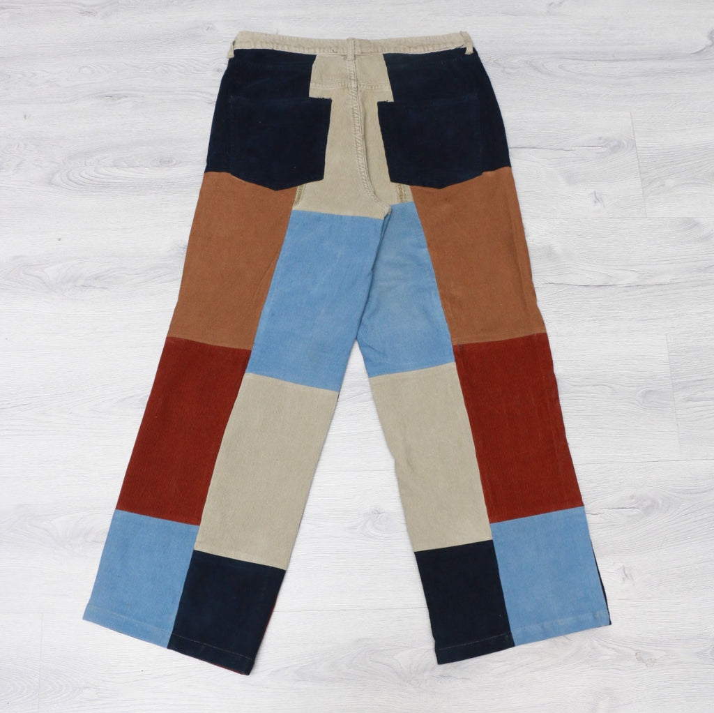 CR413 Reworked Unisex Patch Work Loose Fitted Y2K Style Corduroy Pant