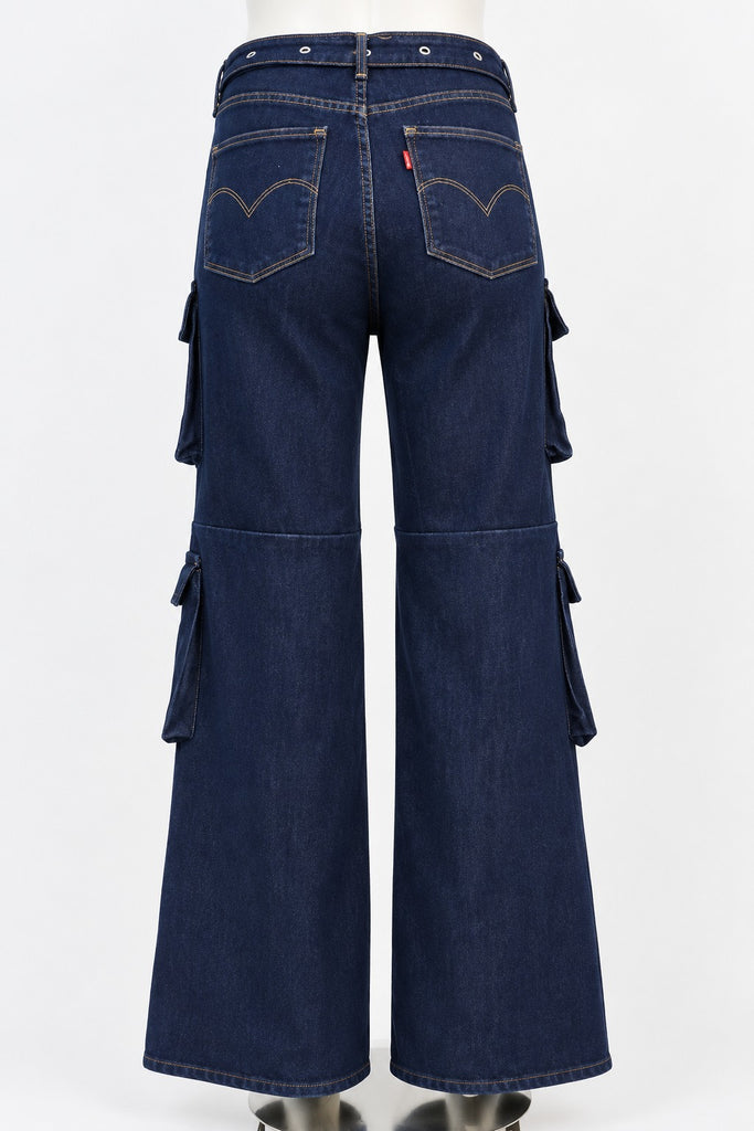 CR2292 UPCYCLED MULTI-POCKET DENIM CARGO PANTS