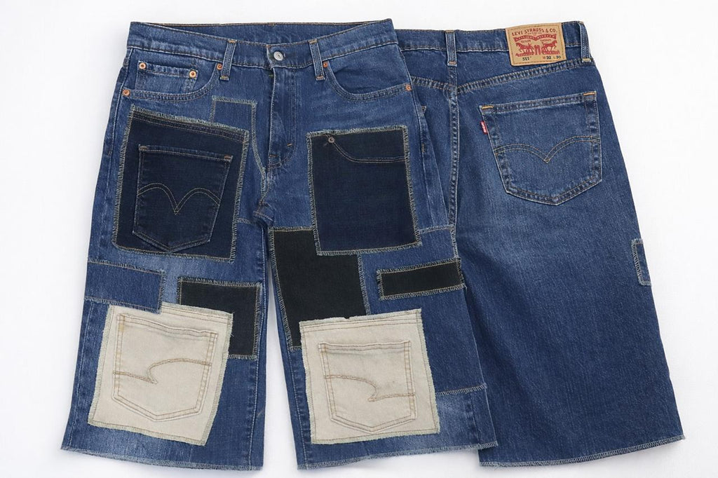 CR0726 Rework Patchwork Denim Shorts