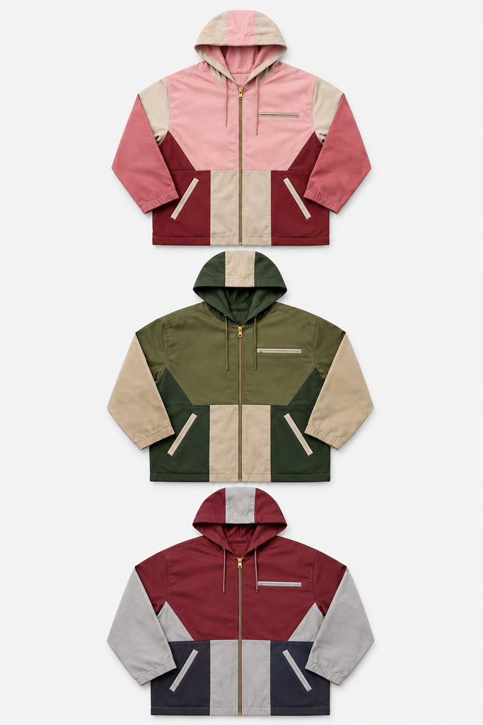 CR1072 Upcycled Carhartt Colour-Block Hooded Jacket
