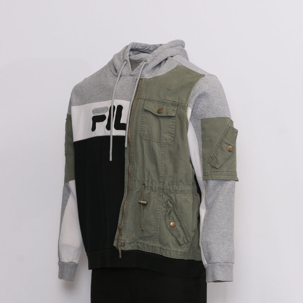CR1039 Reworked Branded Contrast Side Panel Hoodie Jackets