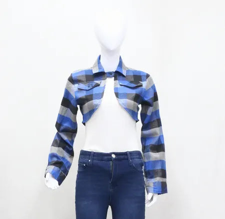 CR1114 Upcycled Cropped Flannel Jacket