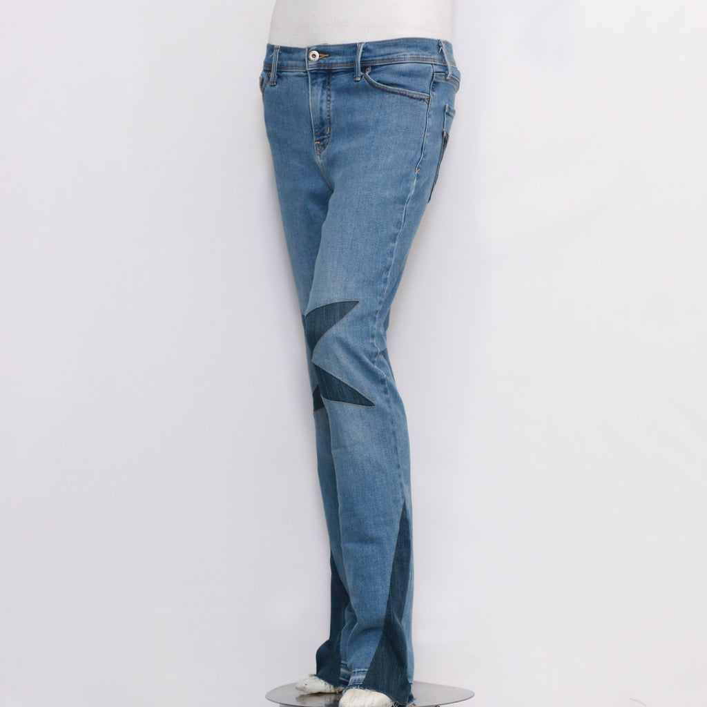 CR451 Ladies Reworked Levis Eye Catching Star Patches Jeans