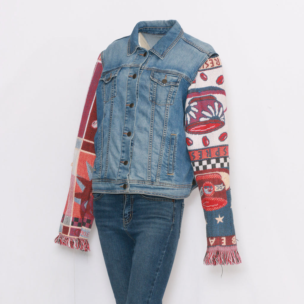 CR20 Women's Denim Jacket with reworked contrast sleeves
