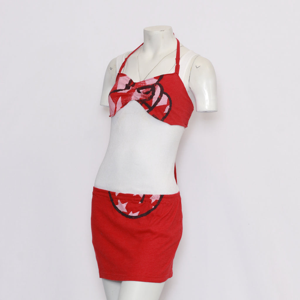 CR197 Reworked Halter Neck Blouse With Elasticated Skirt