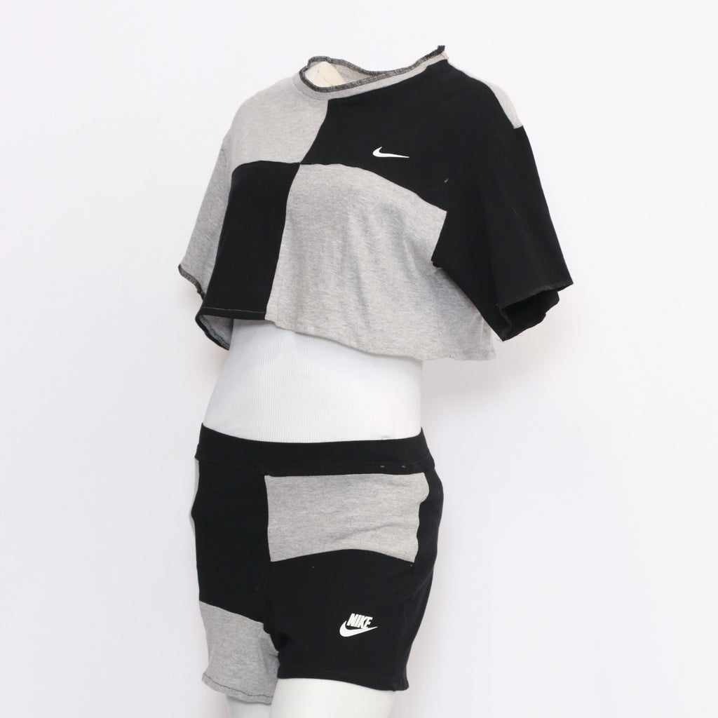CR004 Reworked Branded Crop Top & Shorts Set