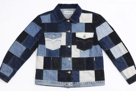 CR1208 Upcycled Checkboard Denim Jacket