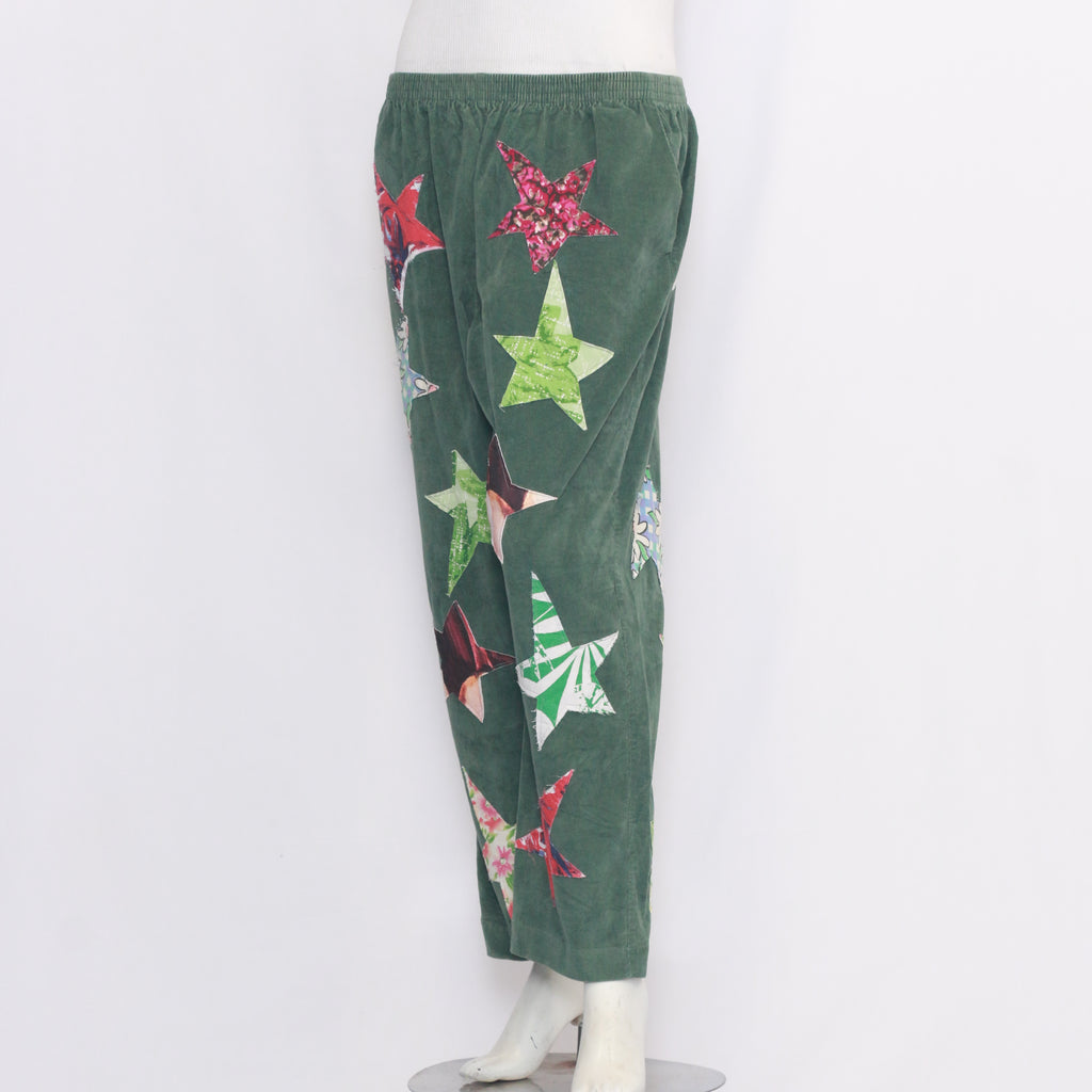 CR816 Reworked Ladies Cordroy Star Patch Pant