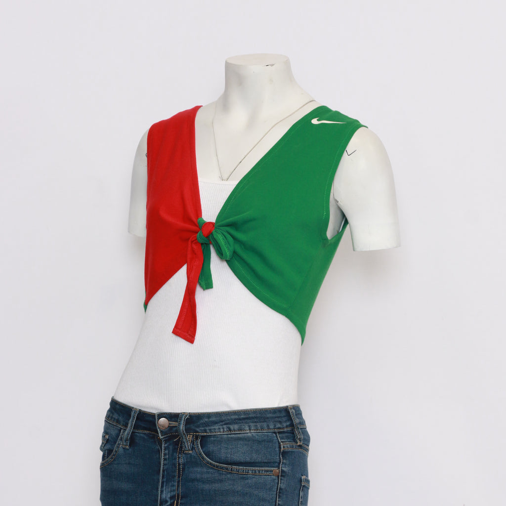 CR1049 Reworked Branded Two Tone Knotted Blouse