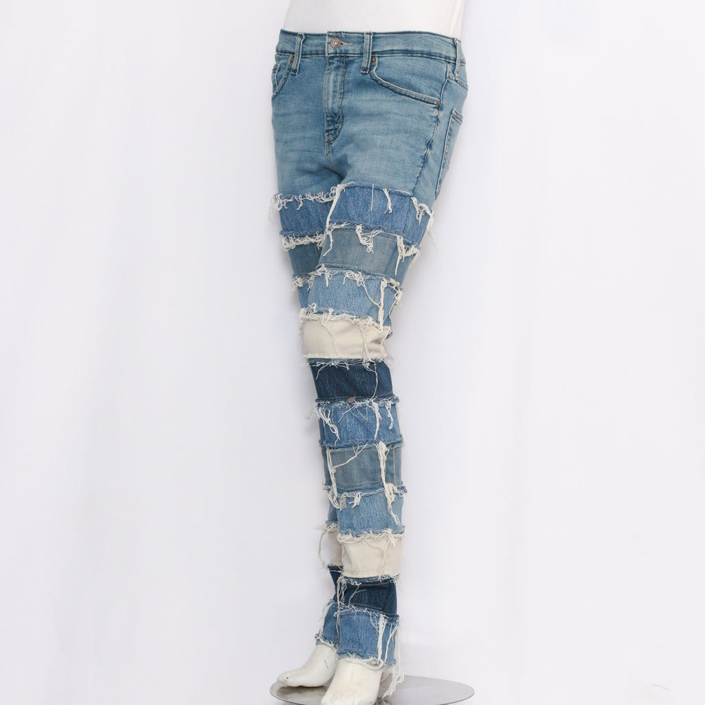 CR667 Reworked Patchwork Raweffect Denim Trouser
