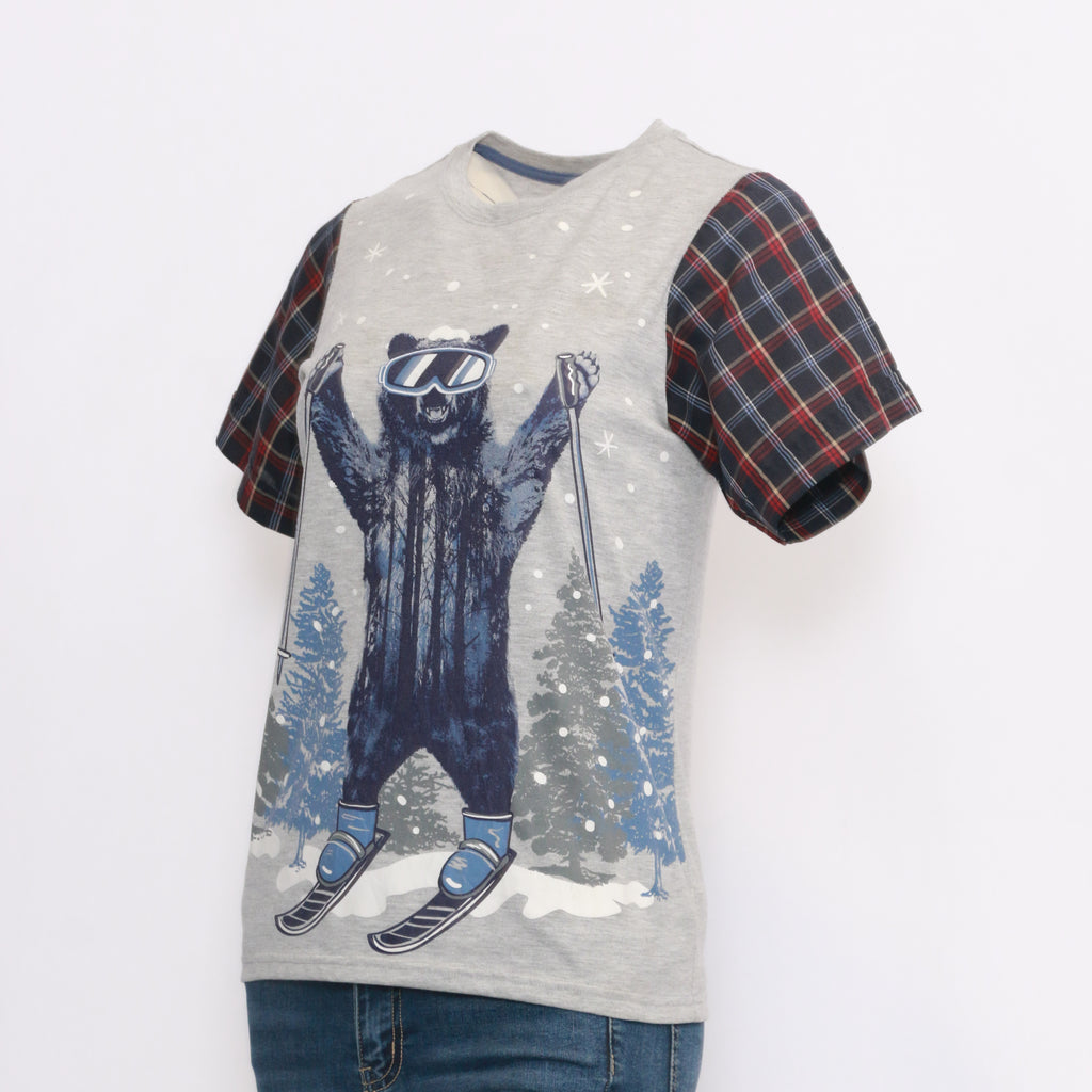 CR202 Reworked Men's Contrast Woven Sleeves Printed Tees