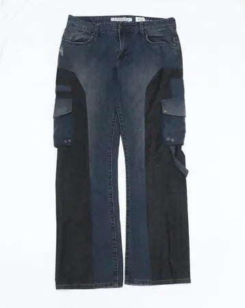 CR1145 Upcycled Cargo Panel Denim Pants