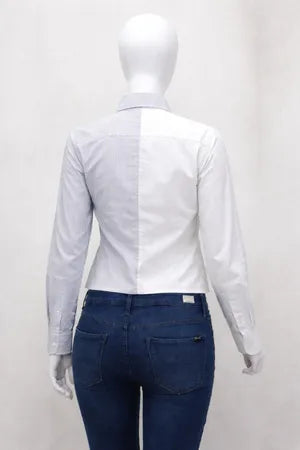 CR1128 Upcycled Buttoned Waist Crop Top