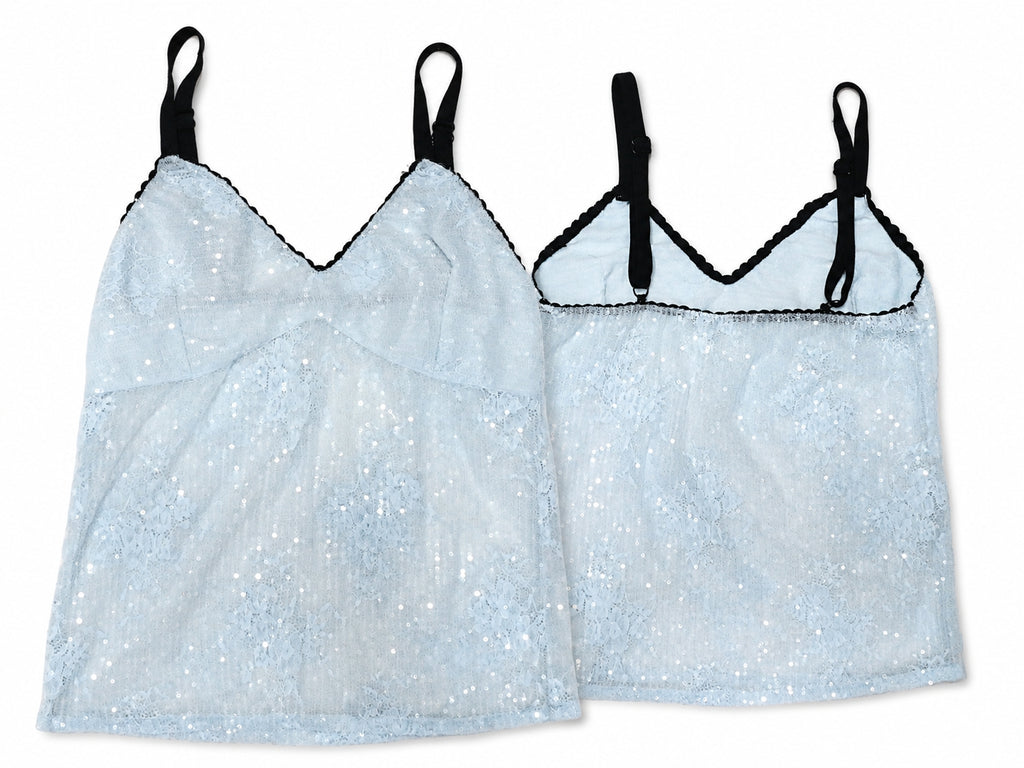 CR1885 UPCYCLED SEQUIN LACE CAMI TOP