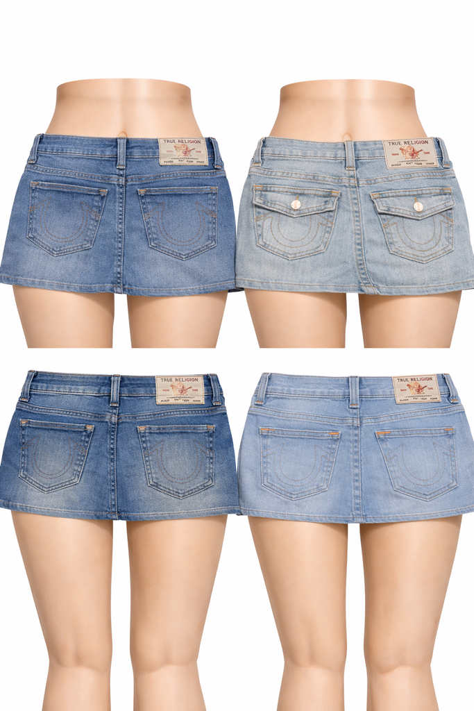 CR7183 Rework True Religion Mini Denim Skirts