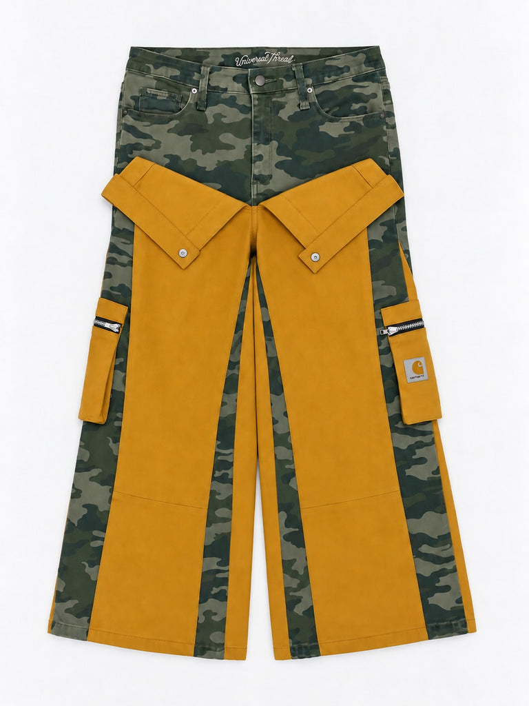 CR2282 UPCYCLED CARHARTT CAMO PANEL UTILITY PANTS