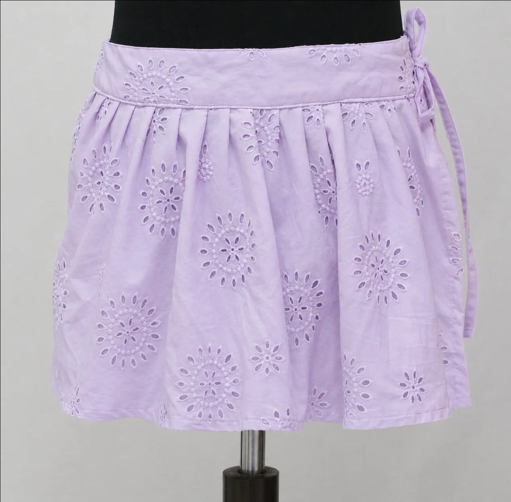 CR1551 Upcycled Eyelet Wrap Mini Skirt