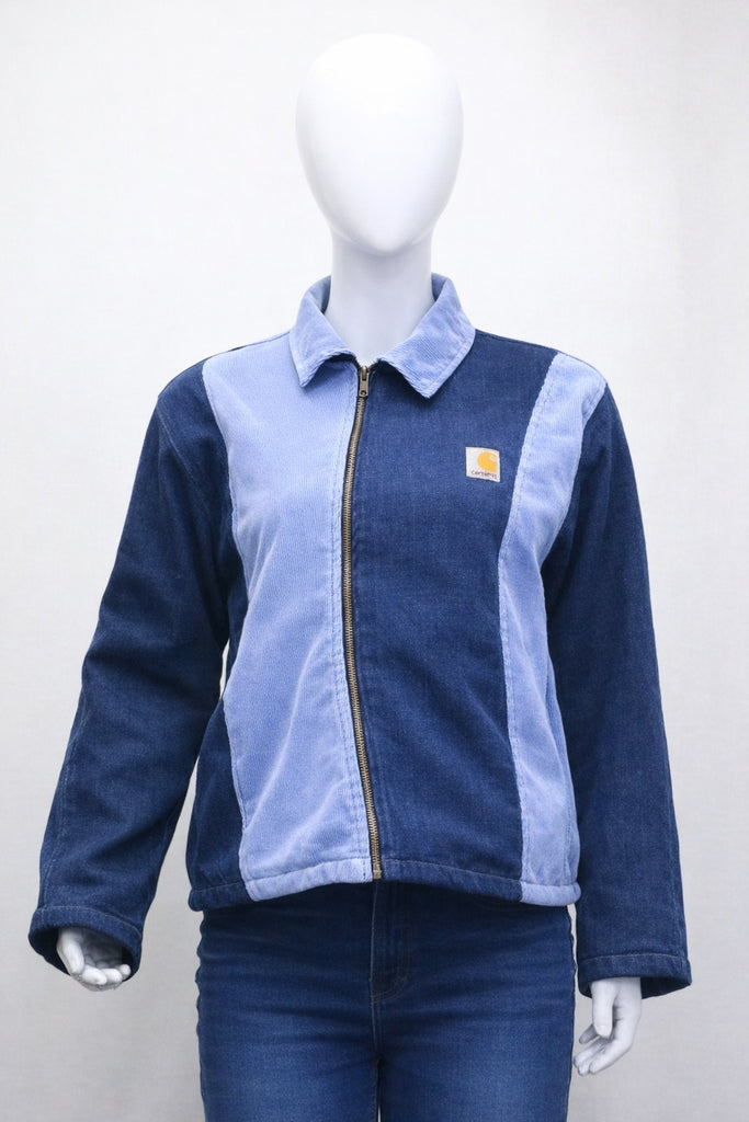 CR41 Rework Two-Tone Denim Jacket – Vertical Panel Zip Style