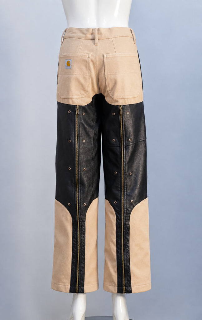 CR2268 UPCYCLED FAUX LEATHER PANEL UTILITY PANTS