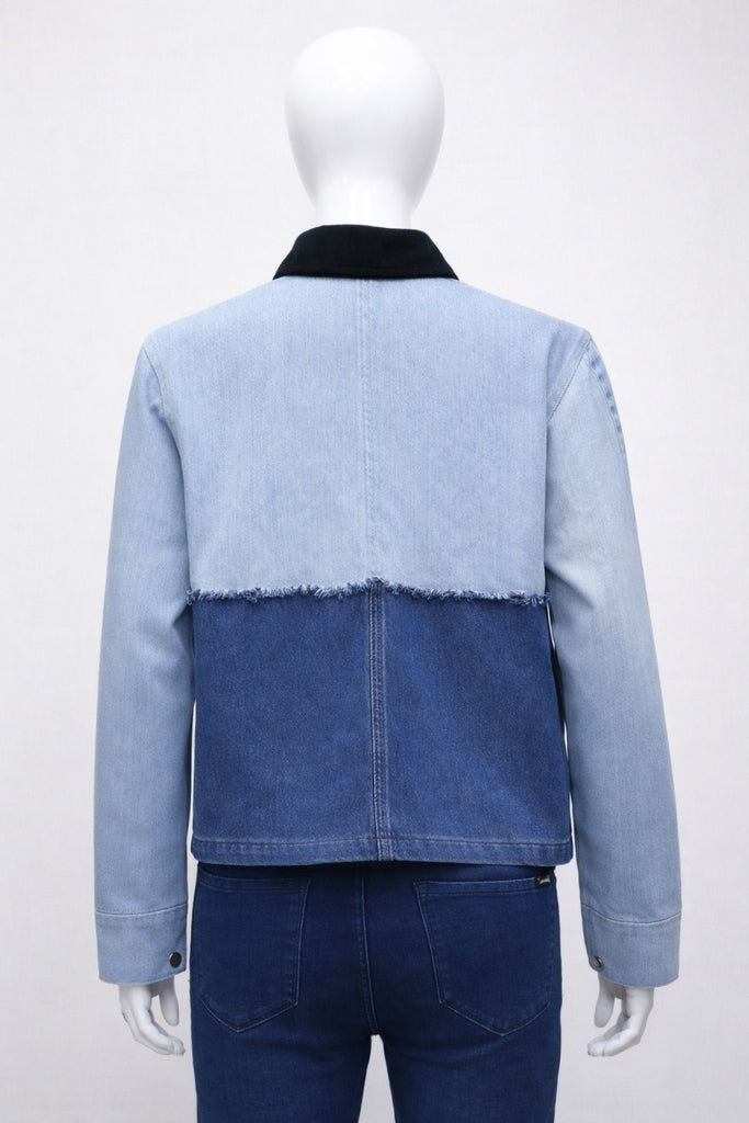 CR1411 Rework Two-Tone Denim Zip Jacket – Contrast Panel Workwear Style