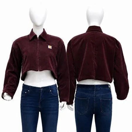 CR2190 UPCYCLED CORDUROY CROPPED ZIP JACKET