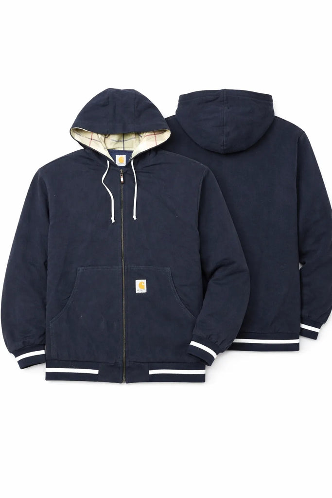 CR1440 Upcycled Hooded Workwear Jacket with Plaid Lining