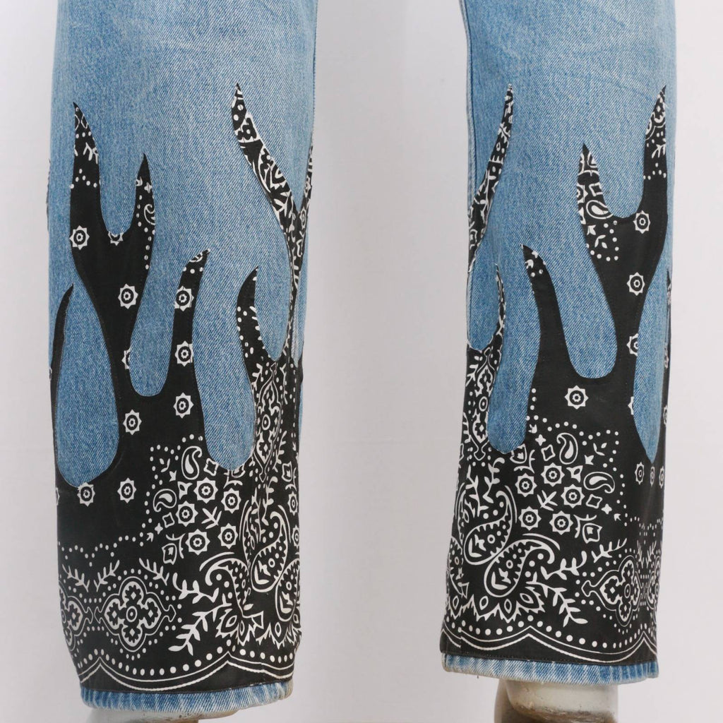 Reworked Levis Bandana Flame Jeans Made Using Original Levis Wholesale Creed Vintage