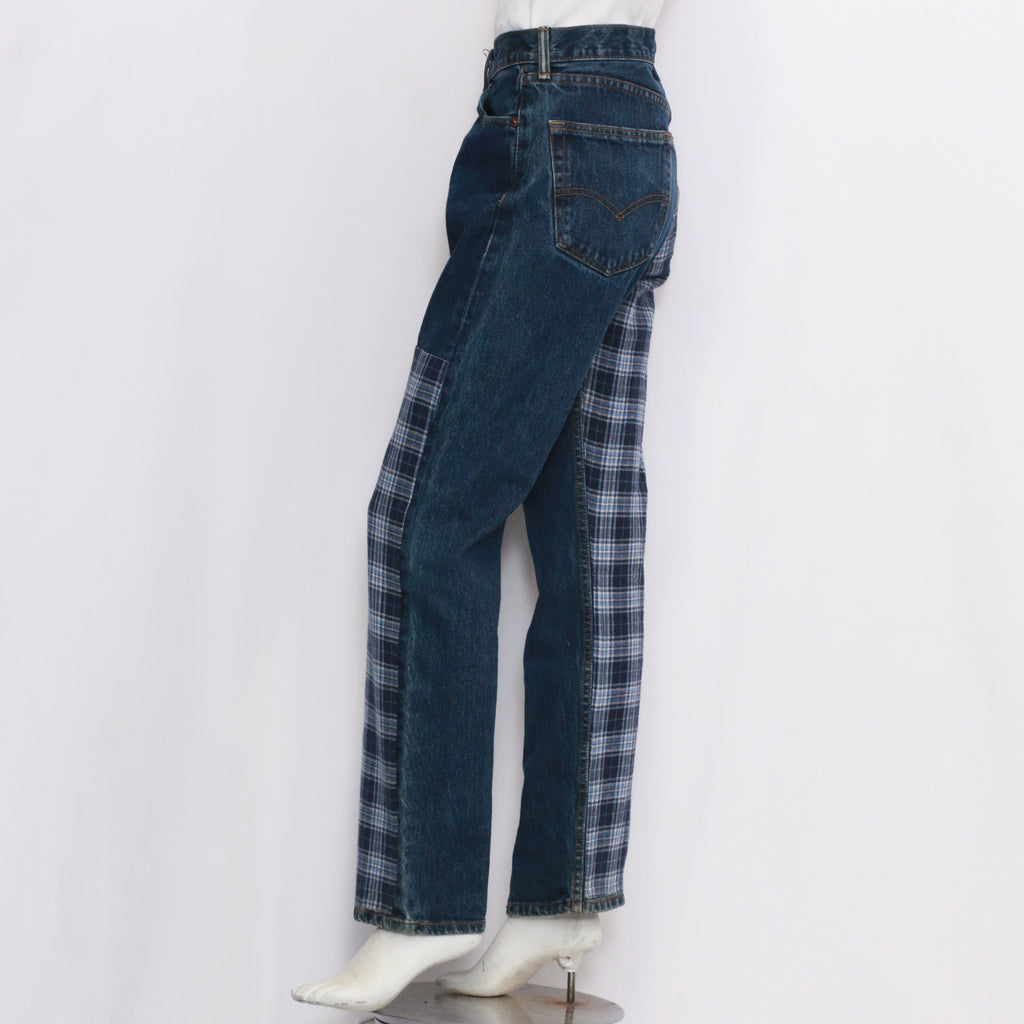 CR010 Reworked Checkered Denim Pants for Men