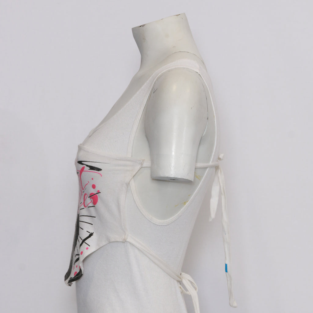 CR1050 Reworked printed Tie Back Scarf Top