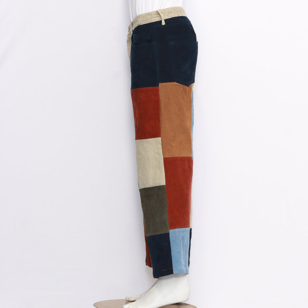 CR413 Reworked Unisex Patch Work Loose Fitted Y2K Style Corduroy Pant