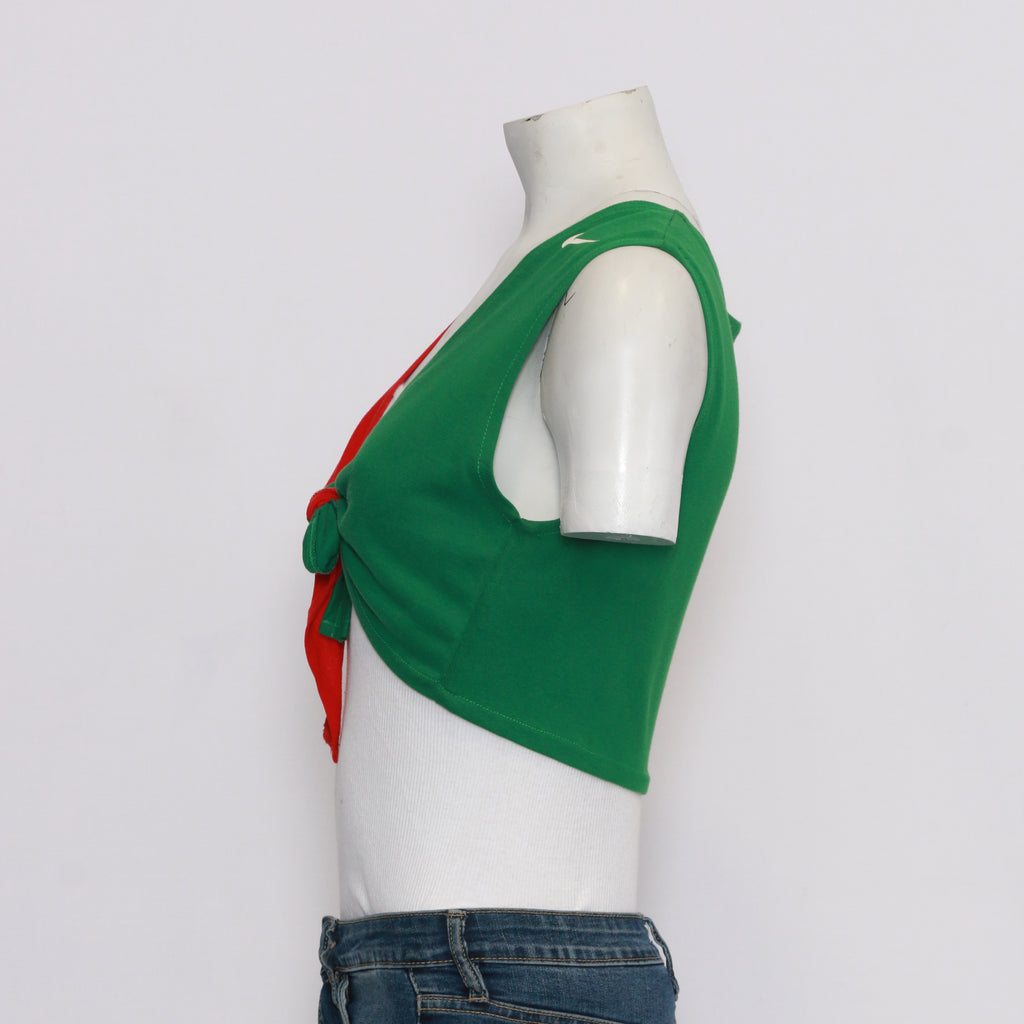 CR1049 Reworked Branded Two Tone Knotted Blouse